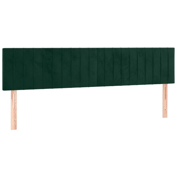 vidaXL Cabeceira de cama c/luzes LED veludo 160x5x78/88cm verde-escuro