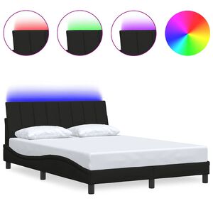 vidaXL Estrutura de cama sem colch&atilde;o Hanko 140x190 cm tecido preto