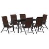 vidaXL Conjunto de Jantar para Jardim 7 unid. Castanho
