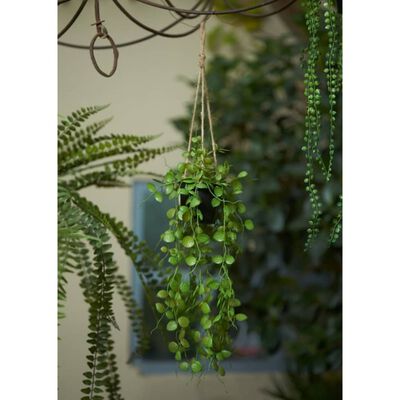 Emerald Ceropegia artificial suspensa com vaso 50 cm