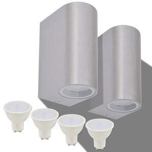 vidaXL Candeeiros parede LED superior/inferior p/ext., 2 pcs, redondo