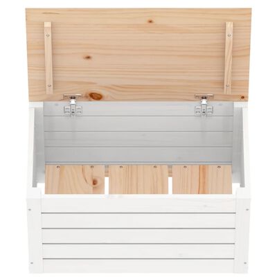 vidaXL Caixa de arrumação 59,5x36,5x33 madeira de pinho maciça branco