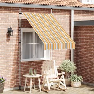 vidaXL Toldo retr&aacute;til manual 150 cm riscas amarelas e azuis
