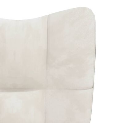 vidaXL Cadeira de descanso com banco veludo branco nata