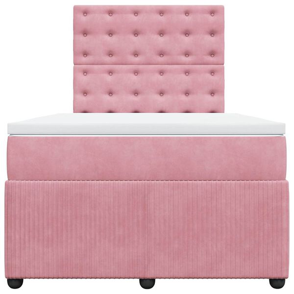vidaXL Cama boxspring com colch&atilde;o 120x190 cm veludo rosa