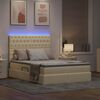 vidaXL Cama com arruma&ccedil;&atilde;o e LED com led Creme 140 x 200 cm Poli&eacute;ster