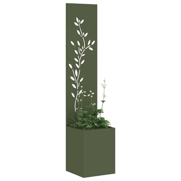 vidaXL Tela de Privacidade para Jardim Floral Verde-oliva 32 x 140 cm