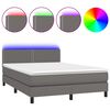 vidaXL Cama box spring c/ colch&atilde;o/LED 140x200cm couro artificial cinza