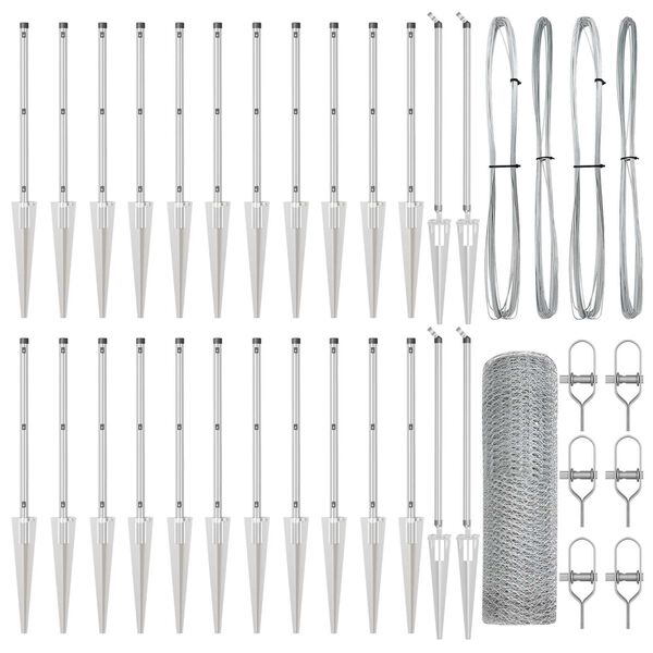 vidaXL Poste de Cerca Prateado 50 x 0,4 m (malha de 25 mm) A&ccedil;o