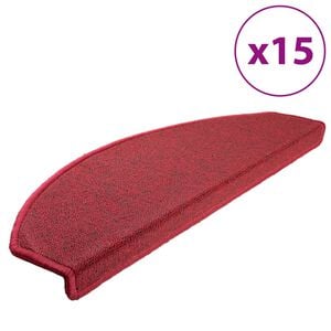 vidaXL Tapetes de escada 15 pe&ccedil;as 65x24x4 cm Vermelhos meio redondo grande