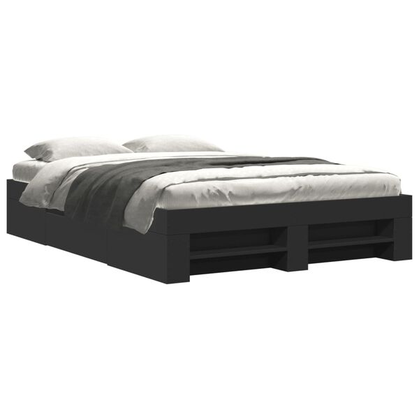 vidaXL Estrutura de cama 140x190 cm derivados de madeira preto