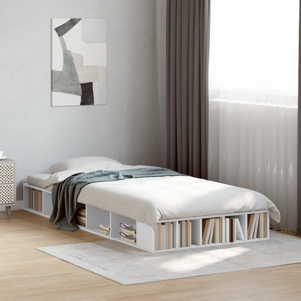vidaXL Estrutura de cama 75x190 cm derivados de madeira branco
