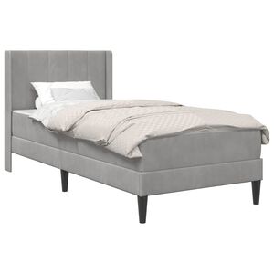 vidaXL Estrutura de cama com colch&atilde;o Cinzento-claro 80 x 200 cm Veludo