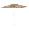 vidaXL Guarda-sol c/ luzes LED e poste de a&ccedil;o 248x248x248 cm castanho
