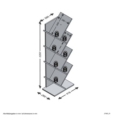 FMD Prateleira/estante vertical geométrica branco