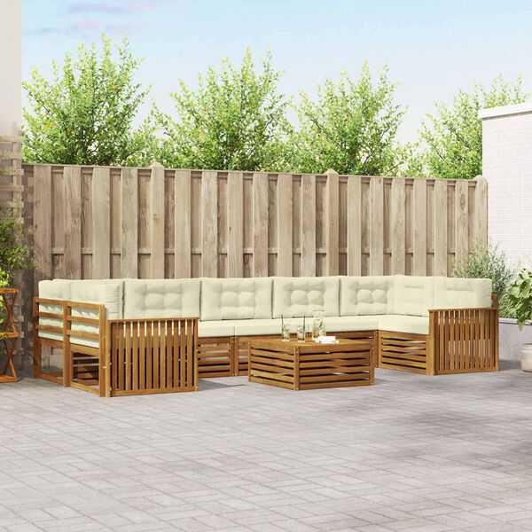 vidaXL Conjunto de Sof&aacute;s para Exterior 8 pcs Natural e Creme