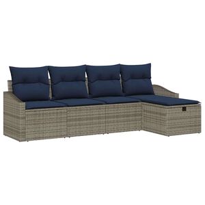 vidaXL Conjunto de Sof&aacute;s com almofada 5 pcs vime PE