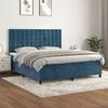 vidaXL Cama com molas/colch&atilde;o 180x200 cm veludo azul-escuro