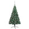 vidaXL Meia &aacute;rvore Natal artificial pr&eacute;-iluminada c/ bolas verde
