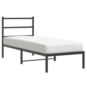 vidaXL Estrutura de cama metal s/ colch&atilde;o c/ cabeceira 75x190 cm preto