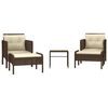 vidaXL 5 pcs conjunto lounge jardim c/ almofad&otilde;es vime PE castanho
