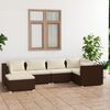 vidaXL 6 pcs conjunto lounge jardim c/ almofad&otilde;es vime PE castanho