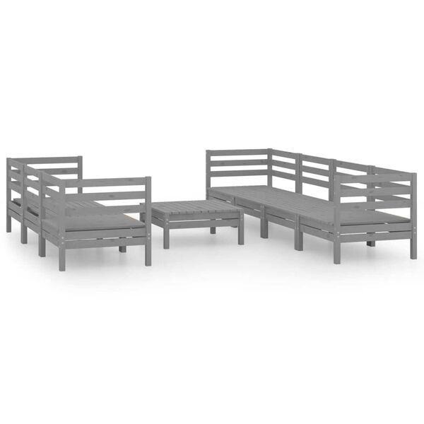 vidaXL 8 pcs conjunto lounge de jardim pinho maci&ccedil;o cinzento