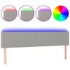 vidaXL Cabeceira de cama c/luzes LED tecido 200x5x78/88 cm cinza-claro
