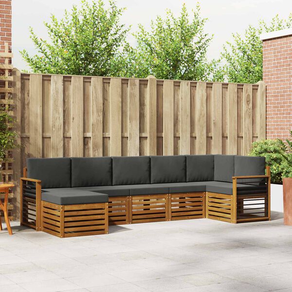 vidaXL Conjunto de Sof&aacute; Sectional 7 pcs Natural e Antracite