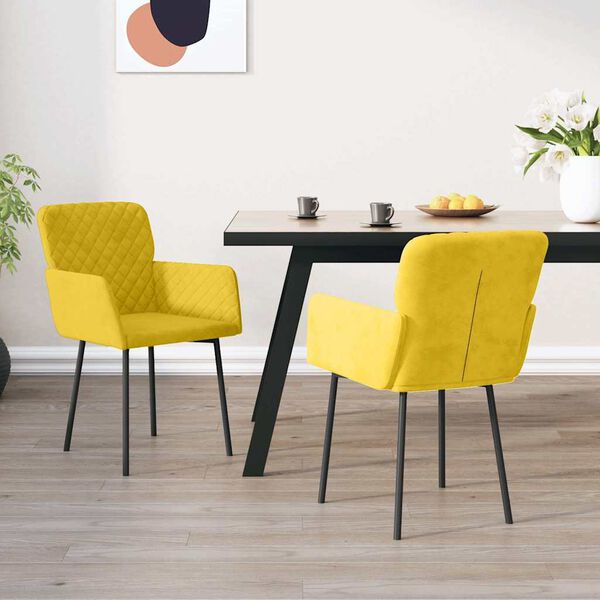 vidaXL Cadeiras de jantar 2 pcs veludo amarelo