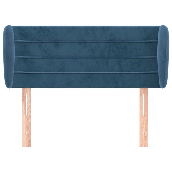 vidaXL Cabeceira de cama c/ abas veludo 93x23x78/88 cm azul-escuro