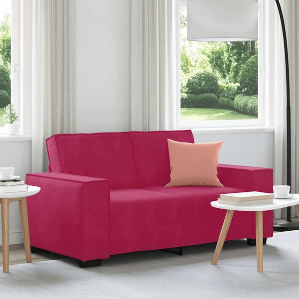 vidaXL Sof&aacute; de 2 lugares veludo 160x78x84 cm vermelho tinto