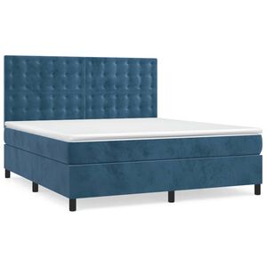 vidaXL Cama com molas/colch&atilde;o 160x200 cm veludo azul-escuro