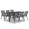 vidaXL 7 pcs conjunto de jantar para jardim cinzento e preto