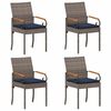 vidaXL Cadeiras de jardim com almofada 4 pcs Cinza e Azul Marinho