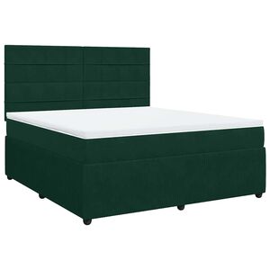 vidaXL Cama com molas/colch&atilde;o 180x200 cm veludo verde-escuro