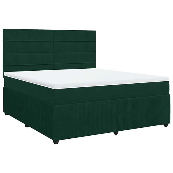 vidaXL Cama com molas/colch&atilde;o 180x200 cm veludo verde-escuro