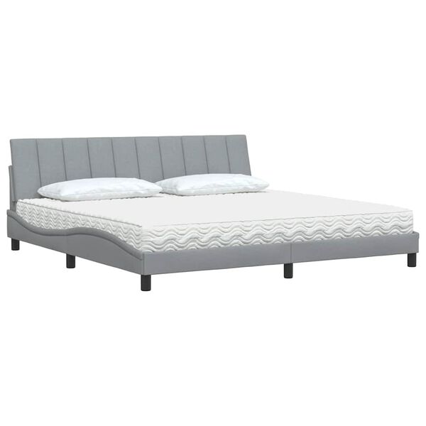vidaXL Cama com colch&atilde;o Hanko 200x200 cm tecido cinzento-claro