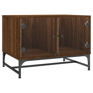 vidaXL Mesa de centro c/ portas vidro 68,5x50x50 cm carvalho castanho