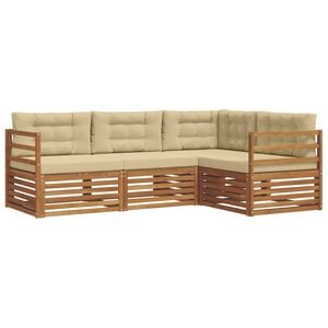 vidaXL Conjunto de Sof&aacute;s para Exterior 4 unid. 4 lugar Natural e Bege
