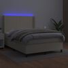 vidaXL Cama box spring c/ colch&atilde;o/LED 140x190cm couro artificial creme