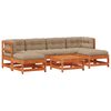vidaXL Conjunto de Lounge de Jardim 7 unid. Castanho Encerado