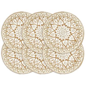 vidaXL Individuais de mesa 6 pcs juta 38 cm redondo branco