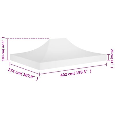 vidaXL Teto para tenda de festas 4x3 m 270 g/m² branco