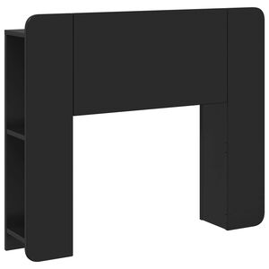 vidaXL Cabeceira com Arm&aacute;rio Preto Derivados de Madeira