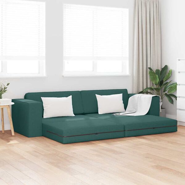 vidaXL Sof&aacute;-Cama 200cm Verde Escuro tecido