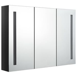 vidaXL Arm&aacute;rio espelhado casa de banho LED 89x14x62 cm preto brilhante