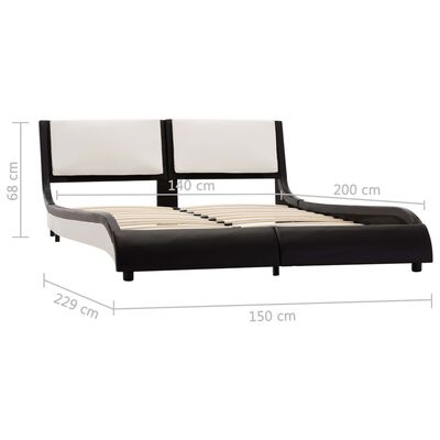 vidaXL Estrutura cama c/ LED 140x200 cm couro artificial preto/branco