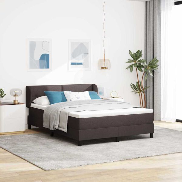 vidaXL Cama Box com colch&atilde;o Marrom Escuro 160 x 200 cm tecido