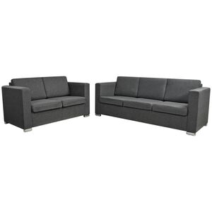 vidaXL Conjunto de sof&aacute;s, 2 p&ccedil;s, tecido cinzento escuro